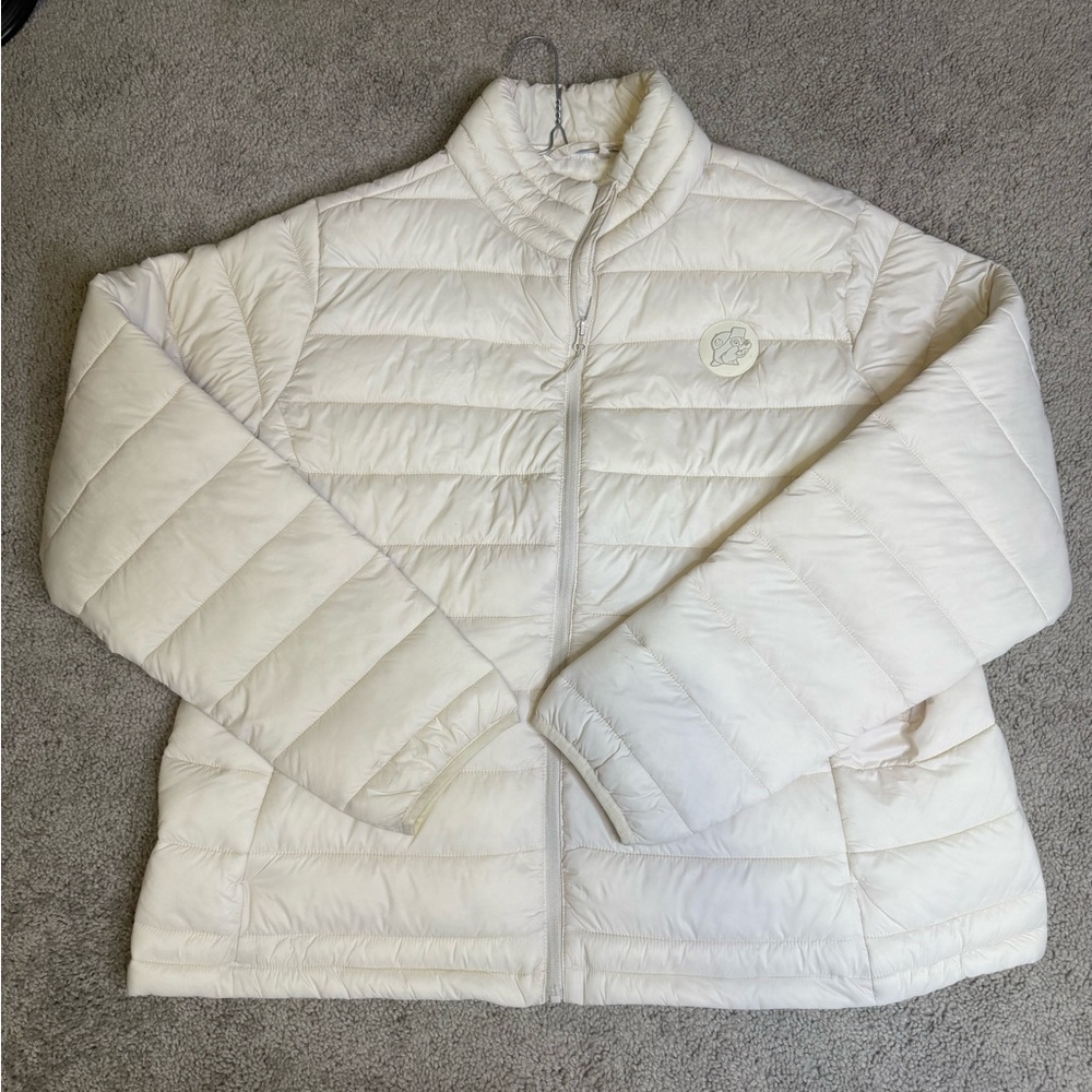 Buc-ees White Nylon Polyester Puffer Zipper Long Sleeve Jacket